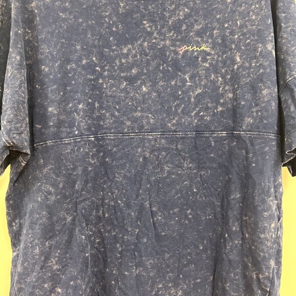0358 Victoria’s Secret PINK Oversized Blue Acid Wash “LOVE PINK” T-Shirt - Picture 3 of 9